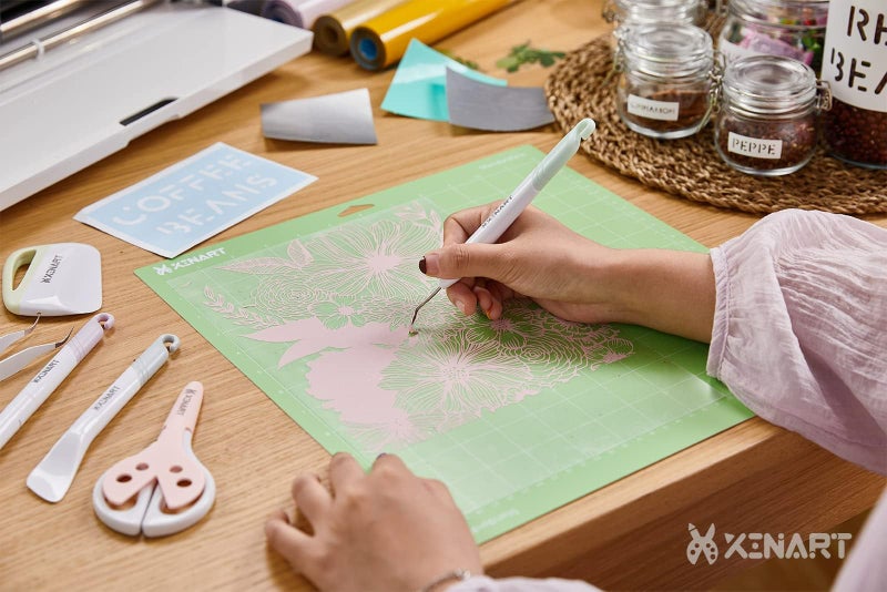 Xinart Standard Cutting Mat for Cricut Maker 3/Maker/Explore 3/Air 2/Air/One(12x12 Inch, 5 Mats) Standard Adhesive Sticky Green Quilting Cutting Mats Compatible with Cricut Machines - Image 4